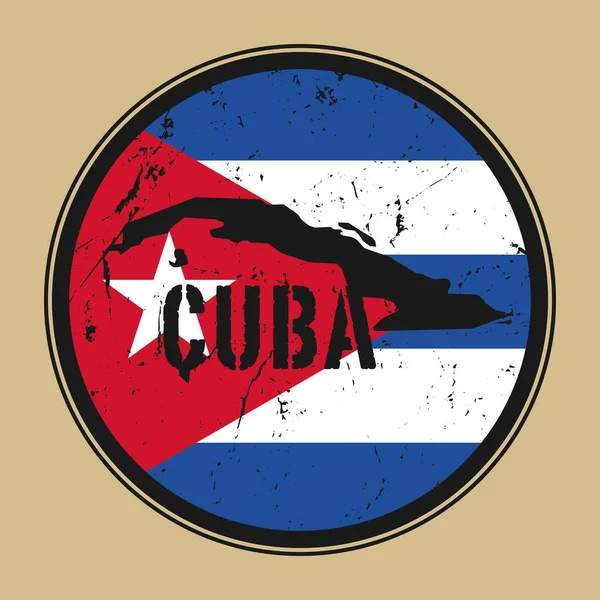 Bélyegző Vagy Vintage Embléma Kubai Térképpel Zászlóval Vektorillusztráció — Stock Vector