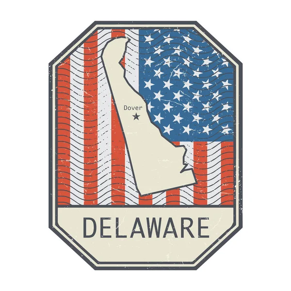 Carimbo Sinal Com Nome Mapa Delaware Estados Unidos Ilustração Vetorial — Vetor de Stock