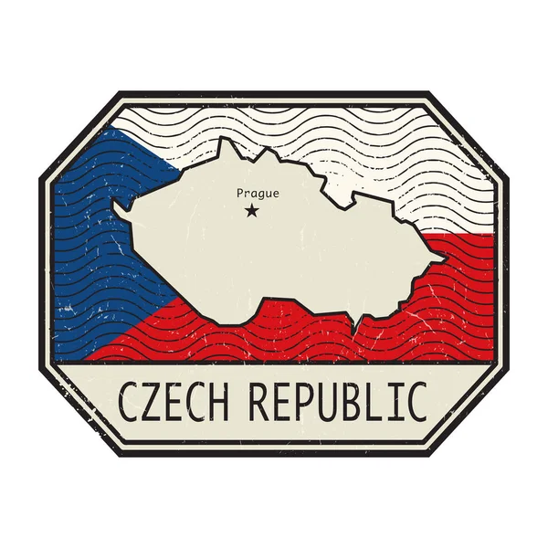 Çek Cumhuriyeti Bayrağı Haritasıyla Kauçuk Grunge Damgası Vektör Illüstrasyonu — Stok Vektör