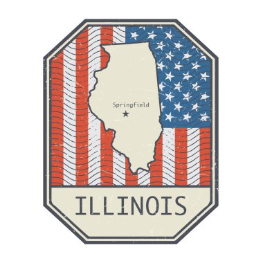 Illinois, ABD 'nin vektör illüstrasyonunu damgalayın ya da imzalayın