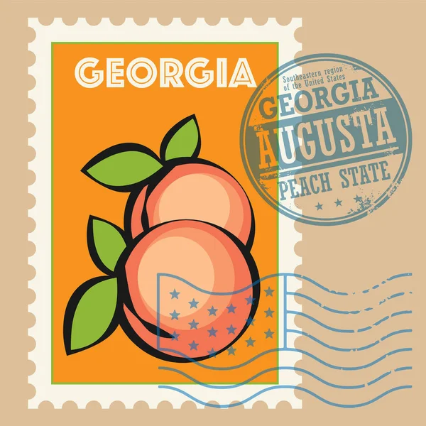 Stamp Set Name Georgia United States Vector Illustration — Stock Vector