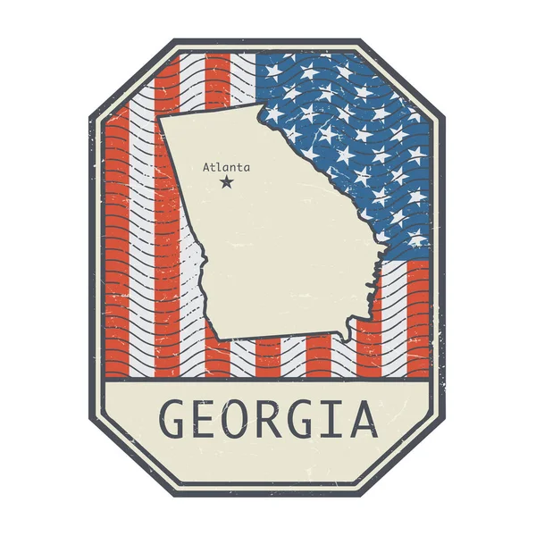 Печать Знак Названием Картой Джорджии Сша Векторная Иллюстрация — стоковый вектор