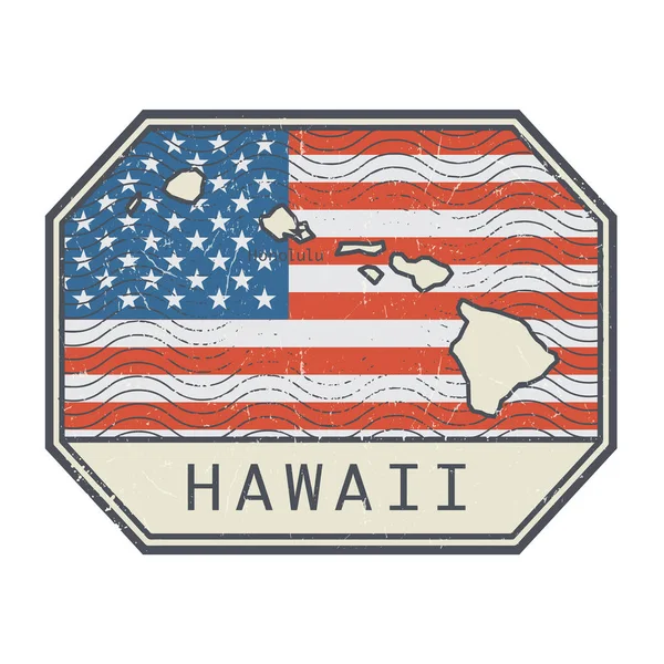 Hawaii Birleşik Devletler Vektör Illüstrasyonunu Damgalayın Imzalayın — Stok Vektör