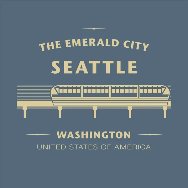 Washington Seattle Monorail Train Vector Illustration — Stock Vector