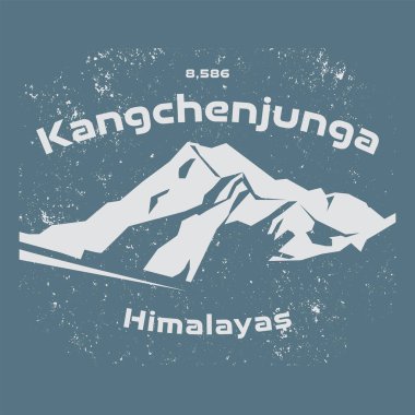 Kangchenjunga dünyanın en yüksek üçüncü dağıdır, Nepal, Asya - tırmanma, yürüyüş, yürüyüş, dağcılık ve diğer uç aktiviteler şablonu, vektör ilülasyonu