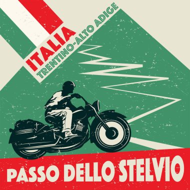 Stelvio Geçidi, İtalya, vektör çizimi