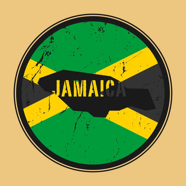Selo Emblema Vintage Com Texto Bandeira Mapa Jamaica Ilustração Vetorial —  Vetores de Stock