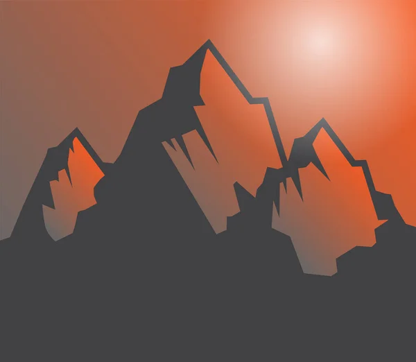 Sonnenuntergang Der Berglandschaft Vektorillustration — Stockvektor