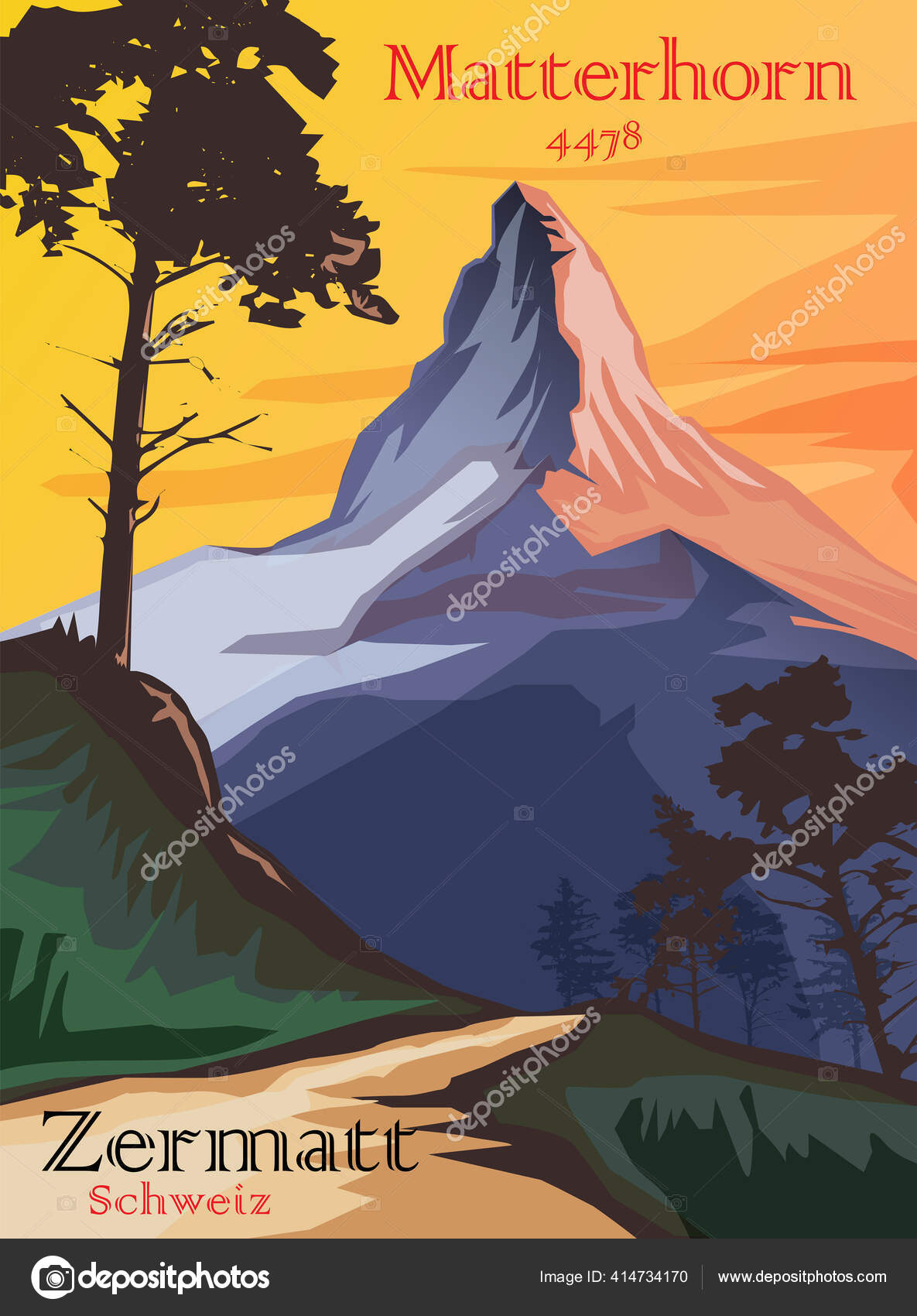 Matterhorn Swiss Alps Landscape Alps Matterhorn Vector Illustration Stock Vector By Fla 414734170 Matterhorn Swiss Alps Landscape Alps Matterhorn Vector Illustration Stock Vector By Fla 414734170
