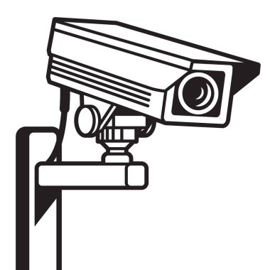 Gözetleme CCTV kamera işareti veya sembol, vektör illüstrasyonu