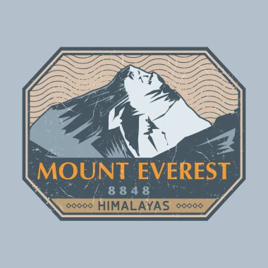 Posta pulu - Himalayalardaki Everest Dağı, vektör illüstrasyonu
