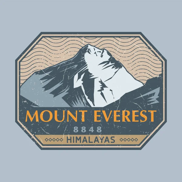 Post Bélyeg Mount Everest Himalájában Vektor Illusztráció — Stock Vector