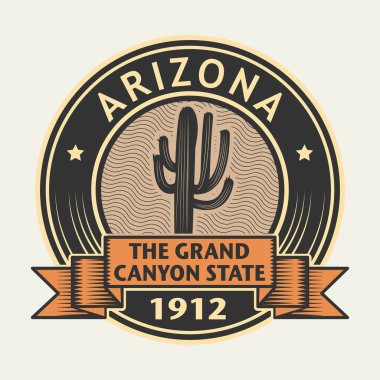 Arizona, Büyük Kanyon Eyaleti, vektör illüstrasyonu