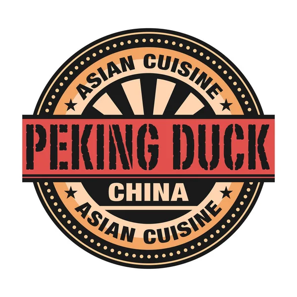 Abstracte Stempel Etiket Met Tekst Aziatische Keuken Peking Eend Binnen — Stockvector