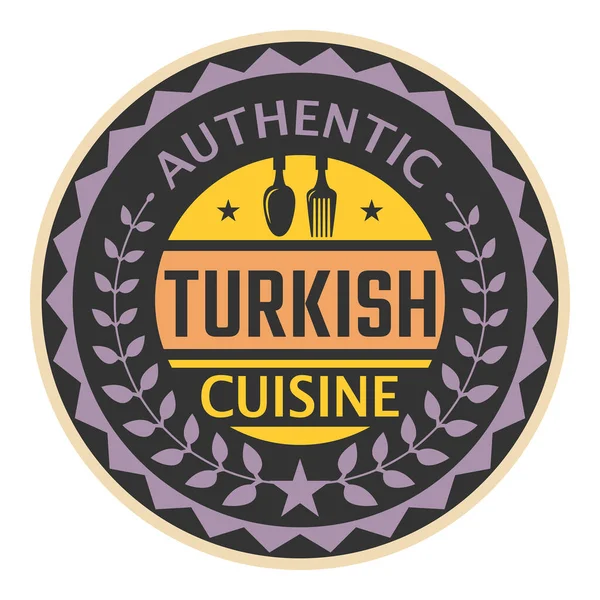 Abstrakt Stämpel Eller Etikett Med Texten Authentic Turkish Cuisine Skriven — Stock vektor