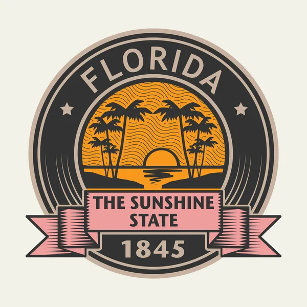 Stamp Name Florida Sunshine State Vector Illustration — Stock Vector