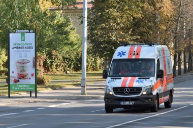 Vilnius, Litvanya - Ekim 07: Ambulans aracı 07 Ekim 2020, Vilnius, Litvanya