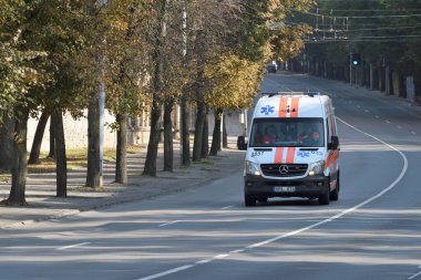 Vilnius, Litvanya - Ekim 07: Ambulans aracı 07 Ekim 2020, Vilnius, Litvanya