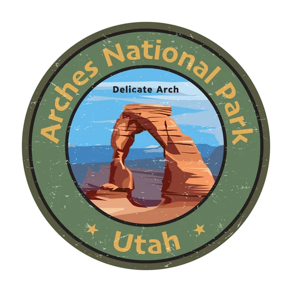 Delicate Arch Arches National Park Utah Estados Unidos Ilustração Vetorial —  Vetores de Stock