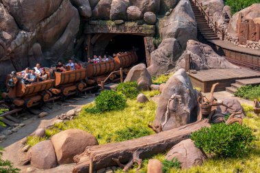 Shanghai, Çin - 15 Mayıs 2018: Bir ünlü turistik ve popüler aile tatil hedef Çin Shanghai Disneyland olduğunu