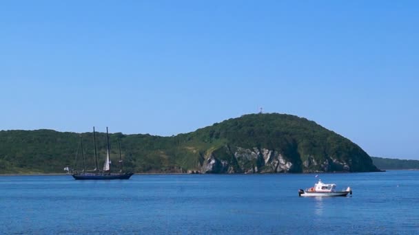 Mouvement Des Navires Dans Baie Amour Détroit Bosphore Vostochny Arrière — Video