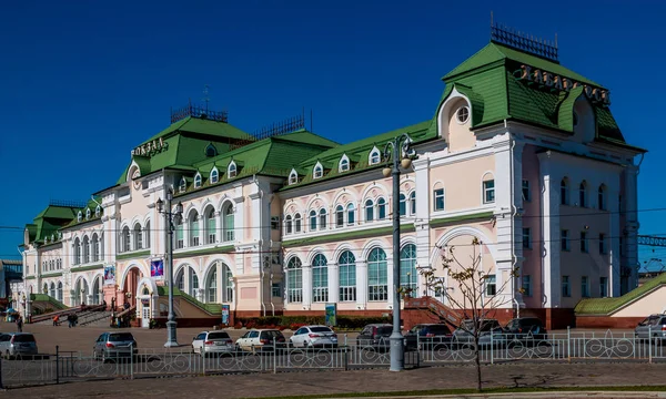 Khabarovsk Ryssland September 2018 Byggnaden Järnvägsstationen Den Fjärran Östern Staden — Stockfoto