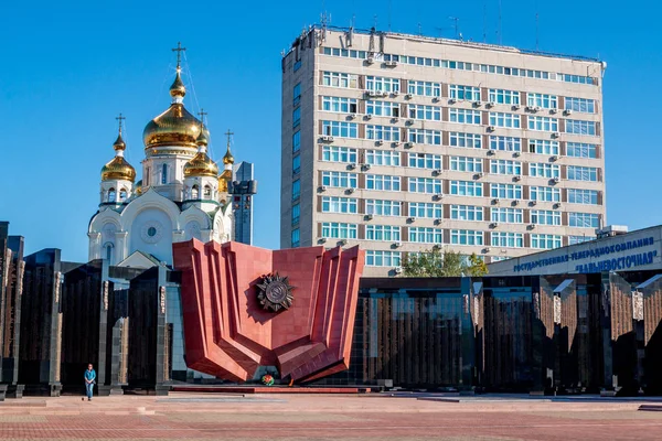 하바롭스크 러시아 2018 스크에 Slava 광장에서 — 스톡 사진