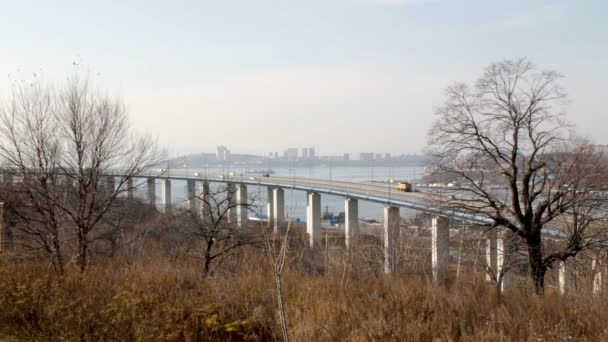 Міст Від Мису Чуркін Руський Через Далекосхідний Місто Владивосток Східної — стокове відео
