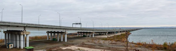 Низьку Воду Міст Від Sedanka Півострова Фріц Всій Амурська Затока — стокове фото