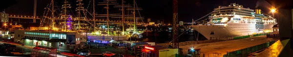 Vladivostok Russia September 2018 Ocean Liner Costa Romantica Moored Night — Stock Photo, Image