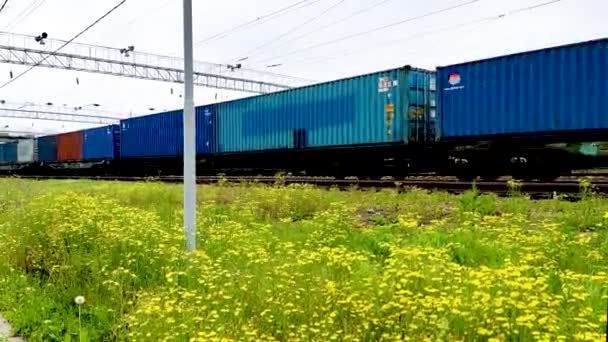 Vladivostok Russia July 2020 Freight Train Rzd Russian Railways Travels — Stock Video