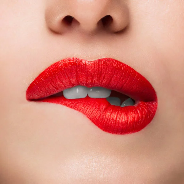 Close Beauty Portrait Model Big Sexy Lips Mouth Open White — Foto de Stock