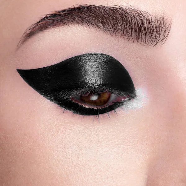 Elegance Close Beautiful Female Eye Fashion Eye Shadow Eyeliner Macro — Stock Photo, Image