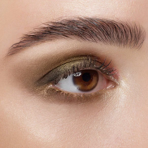 Vacker Makro Shot Kvinnligt Öga Med Klassisk Eyeliner Makeup Perfekt — Stockfoto