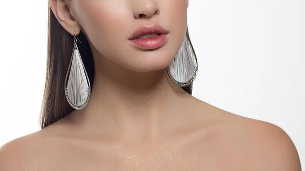 Kosmetik Make Und Trends Heller Lipgloss Und Lippenstift Auf Den — Stockfoto
