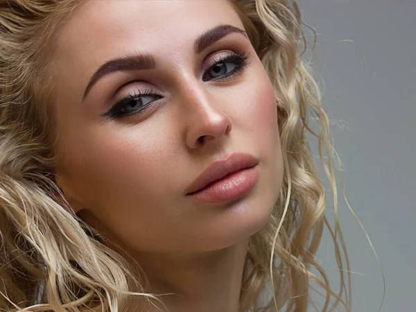 Sexy Schönheit Gesicht Glamour Porträt Der Schönen Frau Modell Mit — Stockfoto