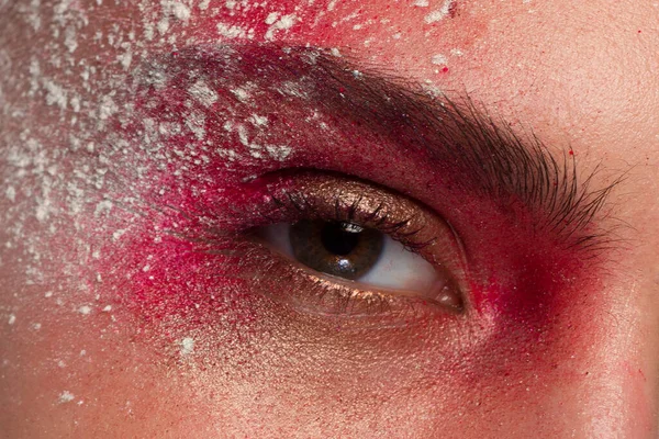 Piękne Ujęcie Makro Kobiecego Oka Ekstremalnie Długimi Rzęsami Zadymionym Makijażem — Zdjęcie stockowe