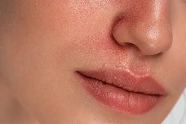 Sexuell Volle Lippen Natürlicher Glanz Der Lippen Und Der Haut — Stockfoto