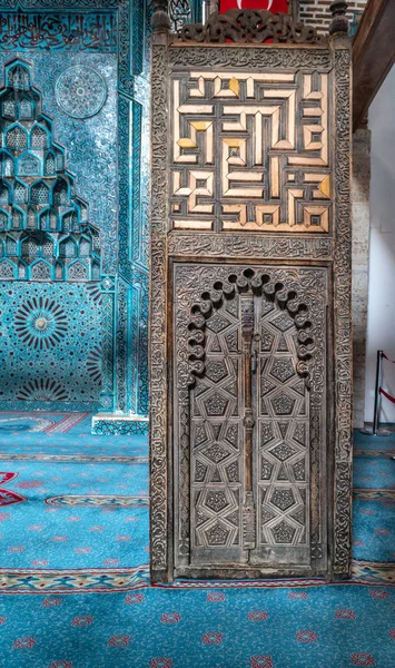Beysehir Konya Turecko Března 2018 Esrefoglu Mešita Část Dveří Dřevěná — Stock fotografie