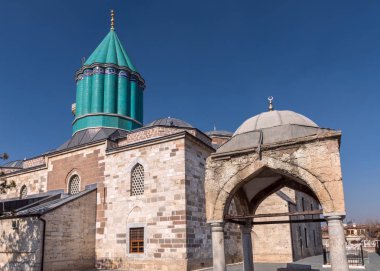 KONYA, TURKEY - 10 FEBRUARY 2016: The Famous Sufi Mevlana Tomb, February 10, 2016 in Konya, Turkey. The anniversary of Mevlana's death is celebrated for 744 years with 'Seb-i Aruz'.