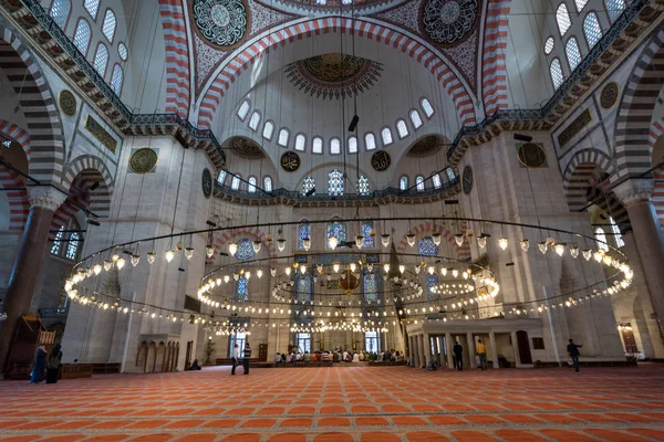 Istanbul Turkey May 2015 Interior Suleiman Mosque Suleymaniye Camii Grand — Stock Photo, Image