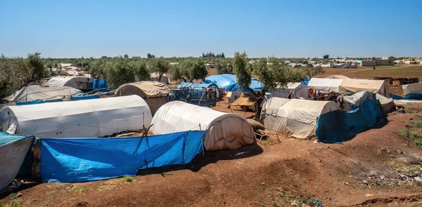 Azez Siria Mayo Campamento Refugiados Para Sirios Colina Burseya Mayo —  Fotos de Stock