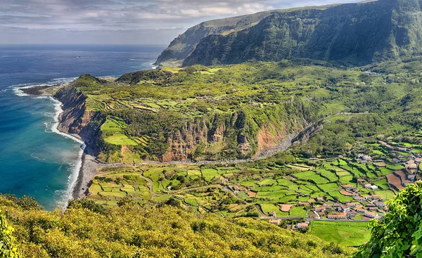 View Van Westkust Eiland Flores Vanuit Miradouro Portal Azoren Eilanden — Stockfoto