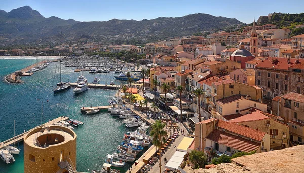 Hafen Von Calvi Korsika Übersicht Von Der Zitadelle — Stockfoto