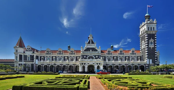 Vista Frontal Estação Ferroviária Histórica Dunedin Nova Zelândia — Fotografia de Stock