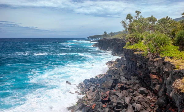 Linia Brzegowa Pobliżu Saint Philippe Południowe Wybrzeże Wyspy Reunion — Zdjęcie stockowe
