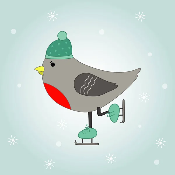 Wintervogel Auf Spaziergang — Stockvektor