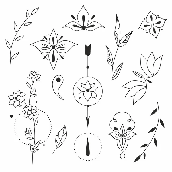 Květinové Grafické Vzory Různé Vzory — Stockový vektor