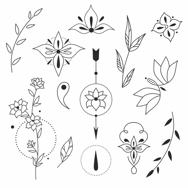 çiçek grafik desenleri. çeşitli desenler