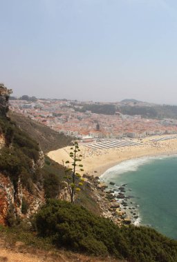 Güzel manzarasına Nazare ve Atlantik Okyanusu, Portekiz 